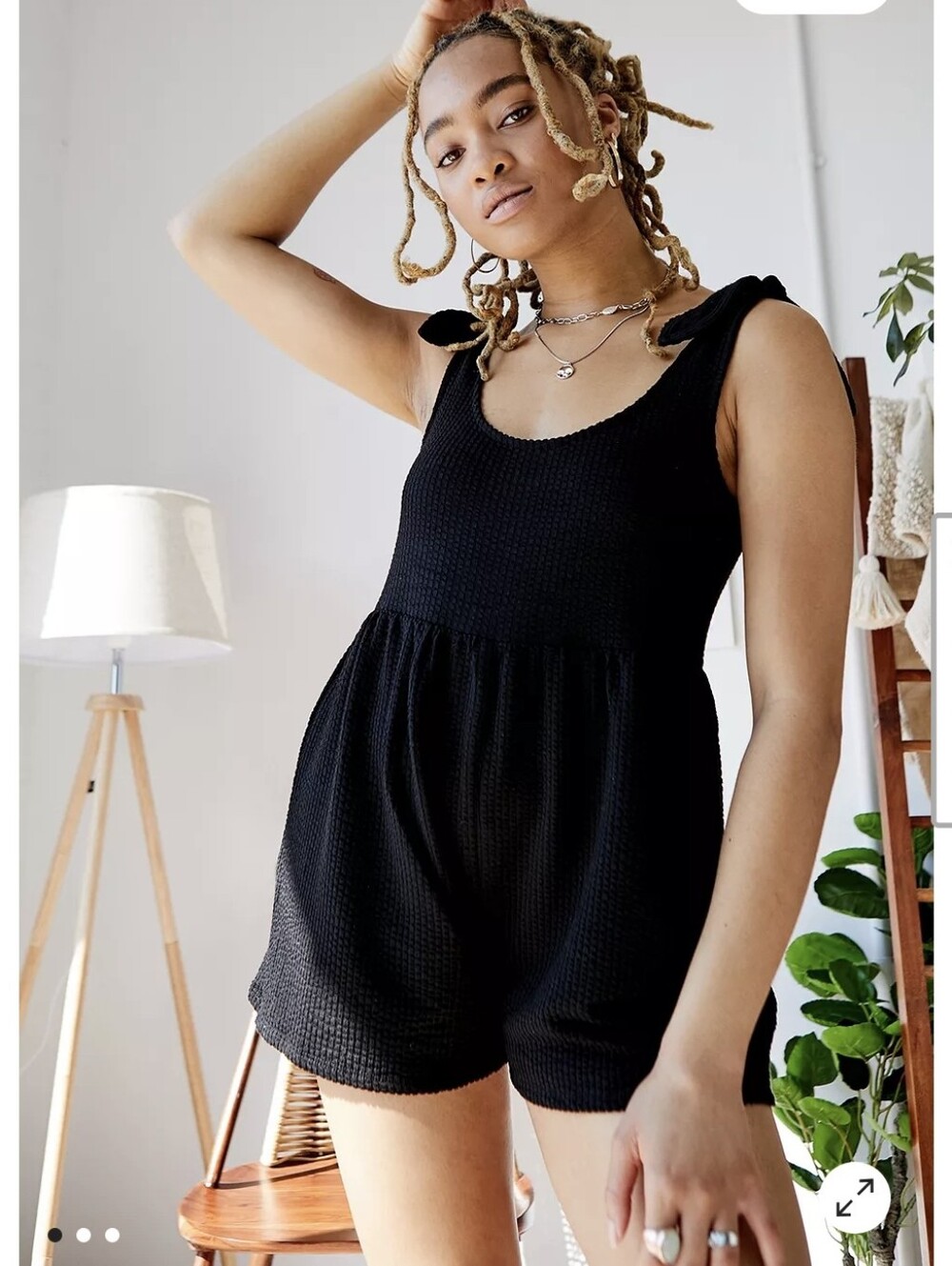 NWOT Urban Outfitters Marlee Knitted Playsuit Black Size Medium